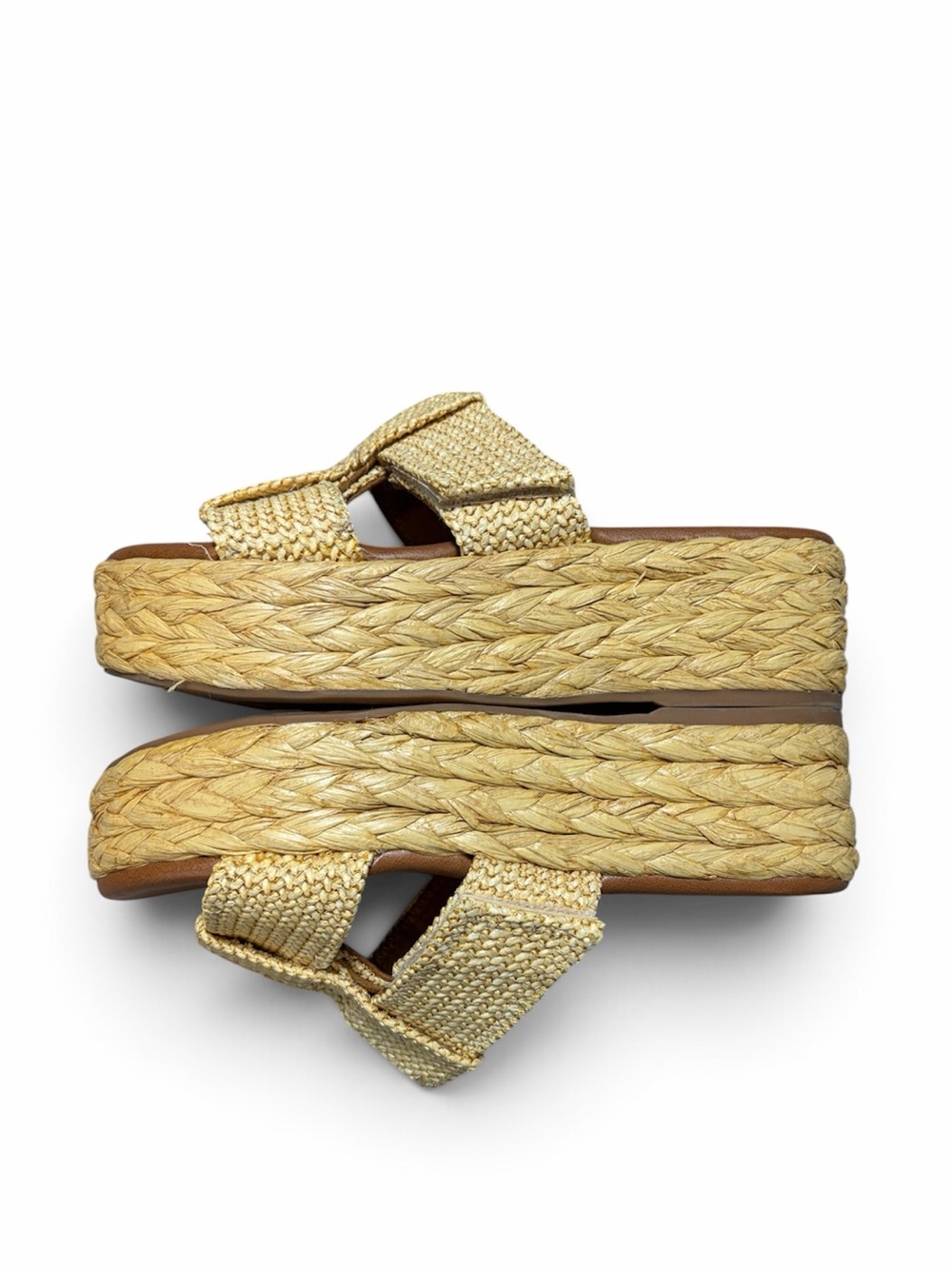 Zodiac Raffia Platform Sandals Size 7 Woven Straw Adjustable Slides